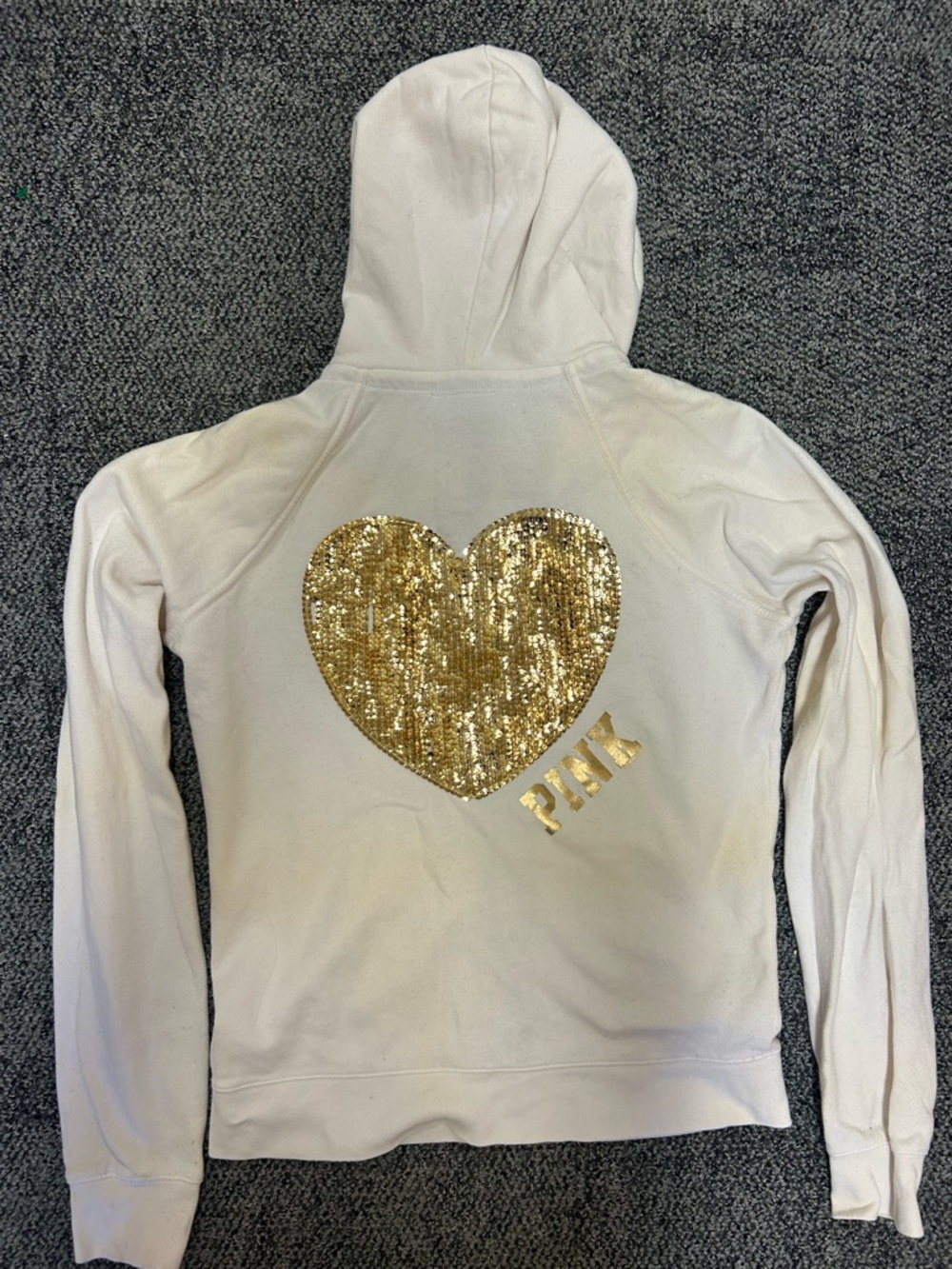 Vintage Victoria’s Secret Zipup with Gold Sequin Heart and PINK Logo